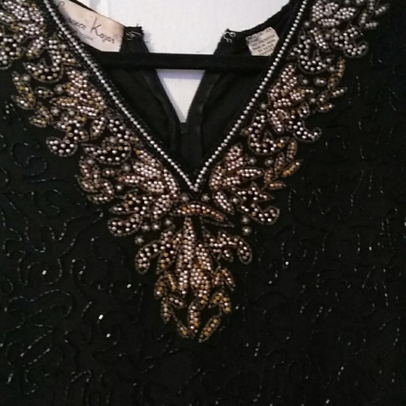 Laurence Kazar womens black beaded top size M - Picture 2 of 4